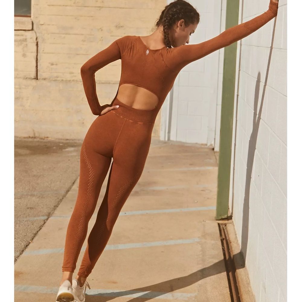 Free People Good Karma long sleeved onesie in Toasted Coconut BNWOT